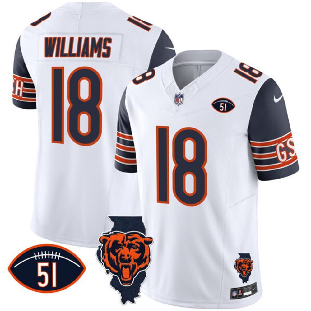 Men's Chicago Bears Caleb Williams #18 Stitching White Jersey